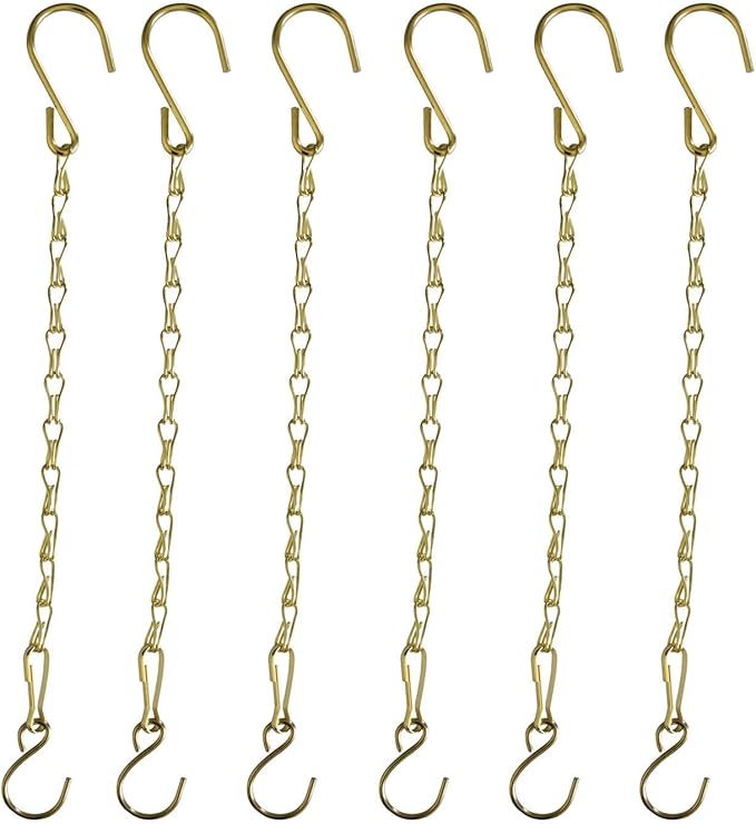 Chain for Hanging Plants,21 Inch Gold Hanging Chain, Small Hanging Basket Chain Kits with Hooks for Bird Feeder Hanging Basket Extender Porch Wind Chime (Gold, 21 Inch-6PCS)