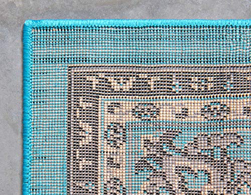 Unique Loom Sialk Hill Collection Area Rug - Washington (2' 2" x 3' 1" Rectangle, Turquoise/ Black) - color: Turquoise/Black, size: 2'2" x 3'1" (Rectangular)