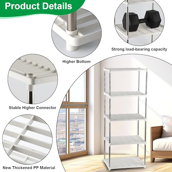 5 Layer Seed Starter Tray, Plant Stand, Storage for Nursery Pot Seedling Cell Tray Container Indoor/Outdoor Plant Rack Holder (White)