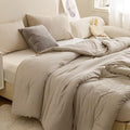 ROSGONIA Queen Comforter Set Oatmeal, 3pcs(1 Boho Oatmeal Comforter & 2 Pillowcases) All Season Soft Bedding Lightweight Bedspread Blanket Quilt