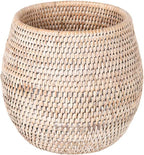 KOUBOO La Jolla Coco Rattan Bowl, White-Wash, Small Planter