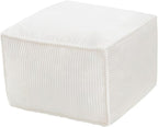 MeMoreCool Square Stuffed Pouf Ottoman Foot Rest, Corduroy Floor Pouf Foot Stool with Foam Chunk Filling, Soft Stuffed Ottoman Footrest for Living Room, Beige