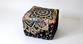 CRAFT KALA Mandala Meditation Floor Pillows Cover Square Pillow Seating Hippie Decorative Adults Bohemian Cushion Cover Outdoor Living Room Throw Ottoman Poufs Cover 18X18X14 inches, Black Gold Flower