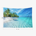 EMMTEEY Beach Tapestry Modern Wall Decor Small 60X40 Inch-Summer Calm Sea Waves with Palm Trees Durable Hanging Tapestry for Bedroom