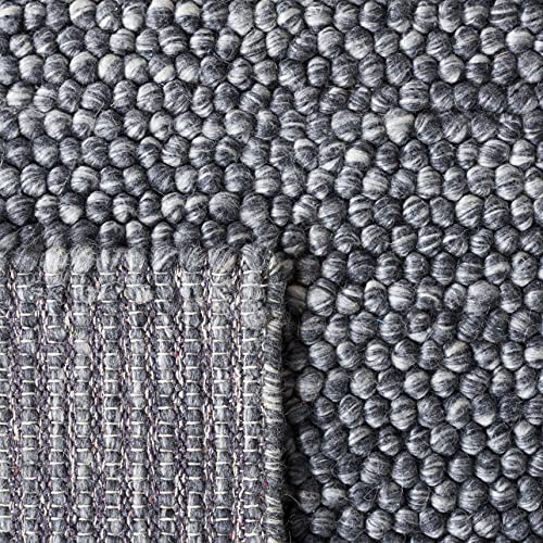 SAFAVIEH Natura Collection Runner Rug - 2'3" x 8', Dark Grey, Handmade Wool Blend, Textured Design, Ideal for Hallway, Bedroom, Foyer (NAT620H) - color: Dark Grey, size: 2'3" x 8' (Runner)