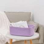 CubesLand Cube Storage Organizer Basket Bin, Cube Shelf Shelves Cotton Rope Basket, Durable Woven Rectangular Basket for Organizing, Nursery Toys Basket, 14x10x7.08IN Purple Basket
