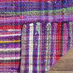 SAFAVIEH Rag Rug Collection Accent Rug - 3' x 5', Purple & Multi, Handmade Boho Stripe Cotton, Ideal for High Traffic Areas in Entryway, Living Room, Bedroom (RAR240C)