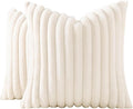 JOJUSIS Pack of 2 Faux Fur Plush Decorative Throw Pillow Covers Couch Cushion Case Soft Pillowcases (White, 24 x 24-Inch)