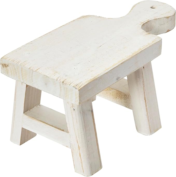 Decorative Textured Wood Pedestal, White