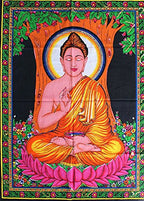 Rastogi Handicrafts Cotton Wall Hanging Indian Goddess Indian Deity 40" X 30" Poster Size (BUDDHA-G) - color: BUDDHA-G