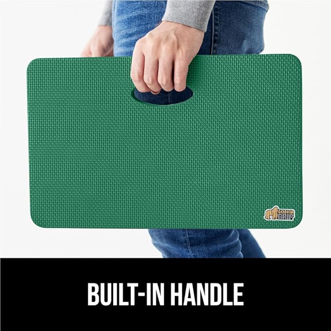 GORILLA GRIP Extra Thick Patent Pending Supportive Foam Kneeling Pad, 2 PK, Large Cushion Knee Pads for Gardening, Baby Bath, Dirt and Water Resistant, Workout and Garden Supplies, 17.5x11, Green