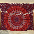 Bless International Handmade Indian hippie Bohemian Psychedelic Peacock Mandala Wall hanging College Dorm Beach Throws Table Cloth Bedding Tapestry (Blue Red, Medium(54x60Inches)(137x152cms)) - color: Blue Red, size: 60"L x 54"W