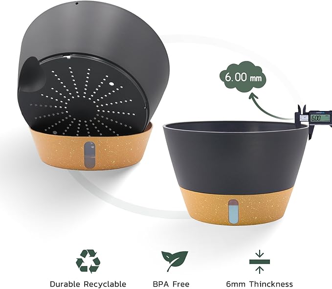 ZMTECH 12 Inch Hanging Planters for Indoor Plants, Large Self Watering Hanging Planter with Visible Water Level Window & Chain, Dark Gray Hanging Baskets for Outdoor Patio