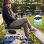 Whispering Winds Inflatable Seat Cushion - Comfortable Blow-up Foam Pad for Airplane, Travel, Stadium, Outdoors, Camping, Car & More