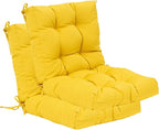 QILLOWAY Outdoor Seat/Back Chair Cushion Tufted Pillow, Spring/Summer Seasonal Replacement Cushions - Set of 2 (Yellow)