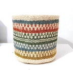 Jute Planter Basket Modern Woven Basket for 5" Flower Pot Floor Indoor Planters, 6” x 6” Storage Organizer Basket Rustic Home Decor, Boho Storage Earth-Friendly Planter (6x6 Inches, Multi 1)