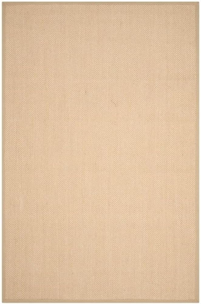 SAFAVIEH Area Rug 6' Square - Natural Fiber Collection - Maize & Linen Color, Sisal, Woven Design with Border (NF141B)