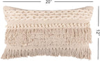 REDEARTH · Boho Textured Throw Pillow Cushion Covers- Lumbar Woven Tufted Decorative Farmhouse Cases Set for Couch, Sofa, Bed, Chair, Dining, Patio, Outdoor; 100% Cotton (12"x20", Natural) Pack of 2
