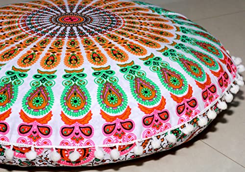 Large Round seat Floor Cushion Chair Ottoman Cover Pouf Pillow Meditation Floor Cushions for Adults Seating pouffe Ottoman Throw Covers Craft Room Furniture for Sitting Cover 22 Inches (Musturd) - color: Musturd