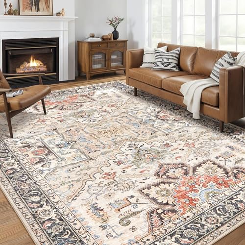 9x12 Area Rugs for Living Room - Large Carpet Ultra Thin Soft Washable Oriental Vintage Floral Distressed Rug Big Indoor Carpets for Bedroom Nursery Dorm Home Decor Aesthetic - Multi - color: Multi Color, size: 9' x 12' (Rectangular)