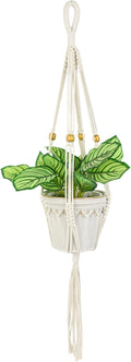 BB FUN HOUSE Plant Hanger Indoor Hanging Planter Basket with Wood Beads Decorative Flower Pot Holder No Tassels for Indoor Outdoor Boho Home Decor 35 Inch (POTS NOT Included)