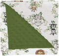 Cute Jungle Safari Animals Green Leaves Baby Blankets for Girl Boy Lion Giraffe Elephant Zebra Soft Mink Dotted Backing Double Layer Swaddle Blanket Bed Throw for Newborn Infant Toddler Nursery 30x40