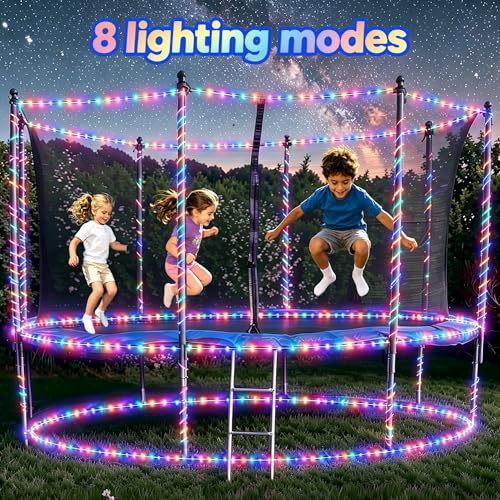 LairtPOW Solar Rope Lights Outdoor, 39FT 100 LED Solar Trampoline Lights with 8 Modes, IP67 Waterproof Color Changing LED Rope Lights for Trampoline Backyard Patio Tree Christmas Decor, Multicolor - color: Multicolor, size: 100 LED