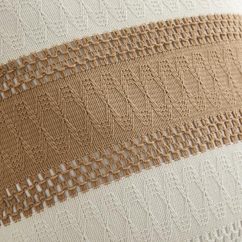 Soft Cotton Boho Throw Pillow Covers Set of 2, Natural White/Contrast Brown 24x24 Inch, Tan Farmhouse Decorative Cushion Covers for Sofa Bed Living Room Home Decor - color: Natural White/Contrast/Brown, size: 24" x 24" (Pack of 2)