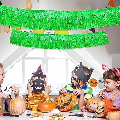 6 Packs 10 Feet Foil Fringe Garland Metallic Foil Tinsel Fringe Garland Wall Hanging Fringe Banner for Parade Floats, Wedding, Christmas，Birthday Party Halloween Decor (Green) - color: Foil Fringe Garland-green