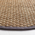 SAFAVIEH Area Rug 6' Round - Natural Fiber Collection - Natural & Dark Grey, Seagrass, Basketweave Pattern with Border (NF114Q) - color: Natural/Dark Grey, size: 6' (Round)