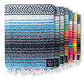Benevolence LA Authentic Mexican Blanket – Handwoven Falsa Serape Throw – Beach, Camping, Picnic & Yoga Blanket – Lightweight Cotton Throw for Outdoor & Home – Sky Blue, 50x70 in - color: Sky Blue