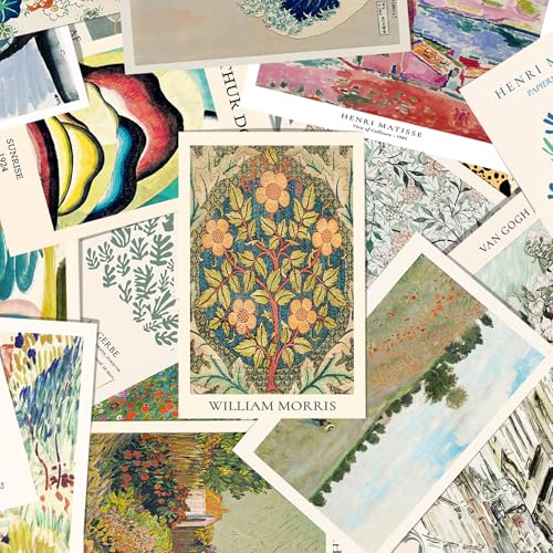 KBKBART Eclectic Wall Decor, 50Pcs Eclectic Wall Art Prints, Colorful Maximalist Decor Boho Gallery Wall Collage Kit, Vintage Famous Artists Painting Pictures Aesthetic Poster for Funky Room Decor, Home Decor for Bedroom Dorm - color: Eclectic, size: 4x6