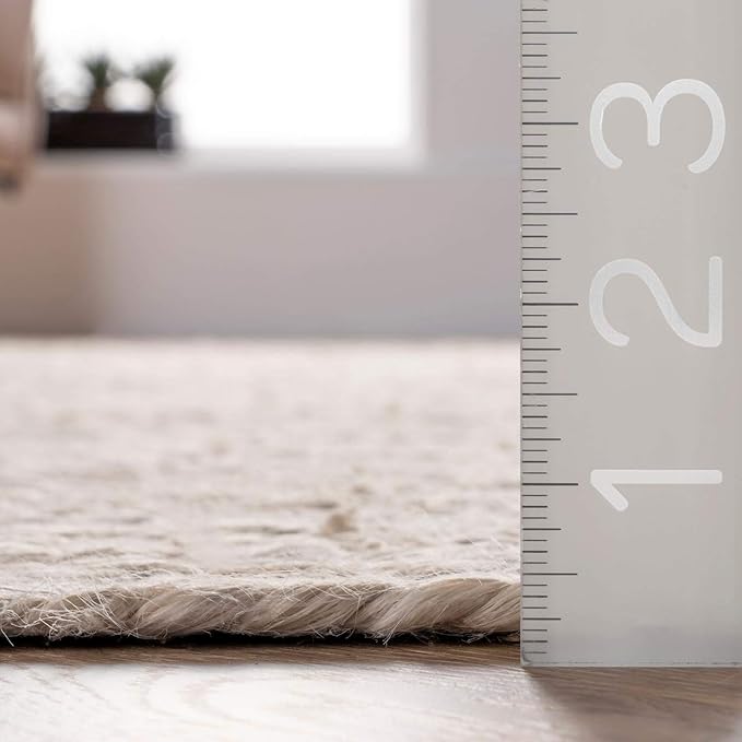 nuLOOM 6x9 Rigo Jute Hand Woven Area Rug, Off White, Solid Farmhouse Design, Natural Fiber, For Bedroom, Living Room, Dining Room, Hallway, Office, Kitchen, Entryway