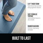 GORILLA GRIP Comfortable Cushioned Kitchen Mats for Floor, 48x20, Waterproof and Stain Resistant Soft Top, 3/4 Inch Thick Ergonomic Standing Desk Anti Fatigue Mat, Foam Supports Ankles, Feet, Sky Blue