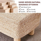 Wimarsbon Natural Seagrass Footstool Ottoman Rectangular Footrest Pouf Ottomans with Wooden Legs Hand Weave Step Stool for Living Room Bedroom Entryway Natural White - color: Natural White, size: 12"D x 16.5"W x 9.5"H