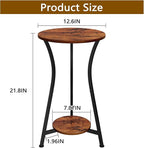 YINMIT Plant Stand Indoor, Plant Shelf Holder, Wood Corner Plant Stand, Metal Flower Stand for Indoor Plants, Small Round Side End Table for Living Room Balcony Garden (Retro, 2 Tier)