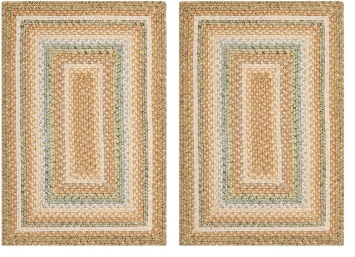 Safavieh Braided Collection 2' x 3' Tan/Multi BRD314A Handmade Country Cottage Reversible Accent Rug (Pack of 2) - color: Tan/Multi, size: 2' x 3' (Pack of 2)