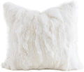 MOOX Rabbit Fur Throw Pillow Covers Decorative Fluffy Soft Fuzzy Plush Luxury Genuine Animal Skin Lumbar Pillow 18"x18" Cushion Cover, Couch White