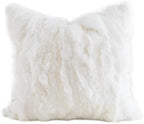 MOOX Rabbit Fur Throw Pillow Covers Decorative Fluffy Soft Fuzzy Plush Luxury Genuine Animal Skin Lumbar Pillow 18"x18" Cushion Cover, Couch White