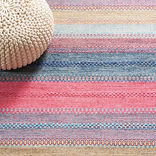 SAFAVIEH Montauk Collection Runner Rug - 2'3" x 9', Red & Blue, Handmade Flat Weave Boho Stripe Cotton, Ideal for High Traffic Areas in Living Room, Bedroom (MTK851Q) - color: Red/Blue, size: 2'3" x 9' (Runner)