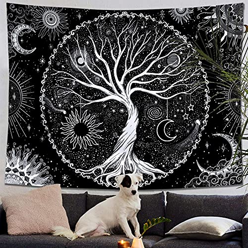 Spenlife Tree of Life Tapestry Black and White Tapestries for Bedroom Spiritual Aesthetic Tree Tapestries Aesthetic Tapestry Wall Hanging for Bedroom Black 36×48 Inches - color: Black Gold, size: 48"L x 36"W