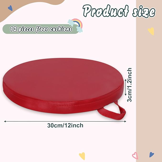Sawysine 12 Pcs Floor Cushions Classroom Flexible Floor Seating with Handle for Kids in Home School Classroom Kindergarten Daycare Nursery(Multicolor,Round)