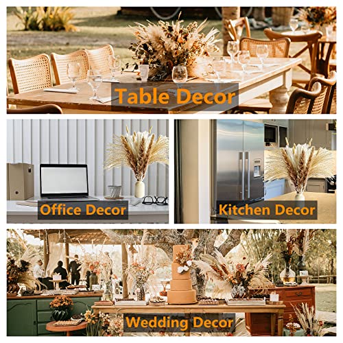 100 PCS Small Boho Pampas Grass, 17" Naturally Dried Pompas, Pampas Grass Decor for Wedding , Boho Party Decorations, Table Decor（Brown and White）