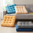 Degrees of Comfort Meditation Floor Pillow, Square Large Pillows Seating for Adults, Tufted Corduroy Cushion for Living Room Tatami, Orange Yellow 22x22 Inch