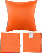 Thmyo 4-Pack 100% Cotton Comfortable Solid Decorative Throw Pillow Case Square Cushion Cover Pillowcase Sublimation Blank Pillow Covers Thanksgiving DIY Throw Pillowcase(18x18 inch/45x45cm,Orange)