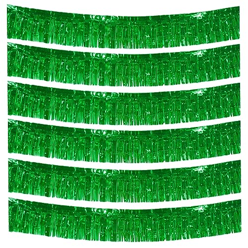 6 Packs 10 Feet Foil Fringe Garland Metallic Foil Tinsel Fringe Garland Wall Hanging Fringe Banner for Parade Floats, Wedding, Christmas，Birthday Party Halloween Decor (Green) - color: Foil Fringe Garland-green