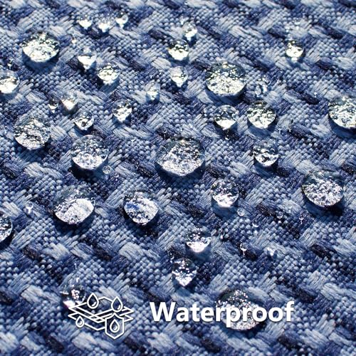 Kevin Textile Outdoor Waterproof Throw Pillow Covers Pack of 2 Weaving Texture Water Resistant Outside Decorative Cushion Covers for Garden Patio Tent Balcony Bench Couch Sofa 16x16 Inch, Navy Blue - color: Navy Blue, size: 16" x 16" (Pack of 2)