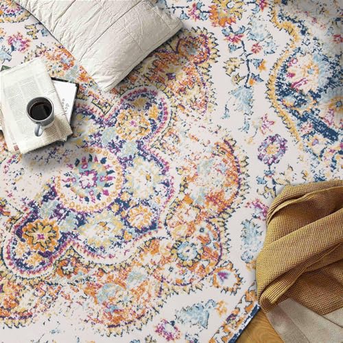 Rugshop Vintage Distressed Bohemian Area Rug for Livingroom,Bedroom,Dining Room – Vibrant Multi-Color Tribal Design, 3'3" x 5' - color: Multi Color, size: 3'3" x 5' (Rectangular)
