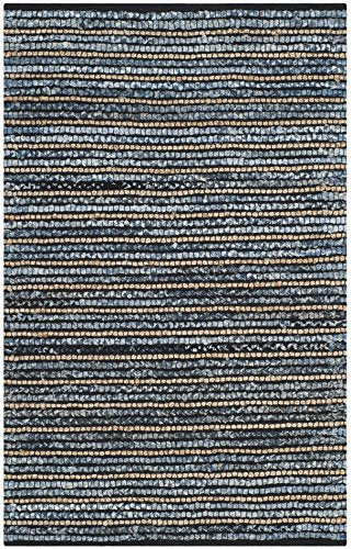 SAFAVIEH Cape Cod Collection Accent Rug - 3' x 5', Blue & Natural, Handmade Flat Weave Braided Jute & Cotton, Ideal for High Traffic Areas in Entryway, Living Room, Bedroom (CAP363A) - size: 3' x 5' (Rectangular)