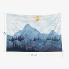 EMMTEEY Mountain Tapestry - Forest Wall Hanging with Trees, Sun, Fantasy Theme - 60x50, Perfect for Christmas Tree Backdrop or Party Decoration